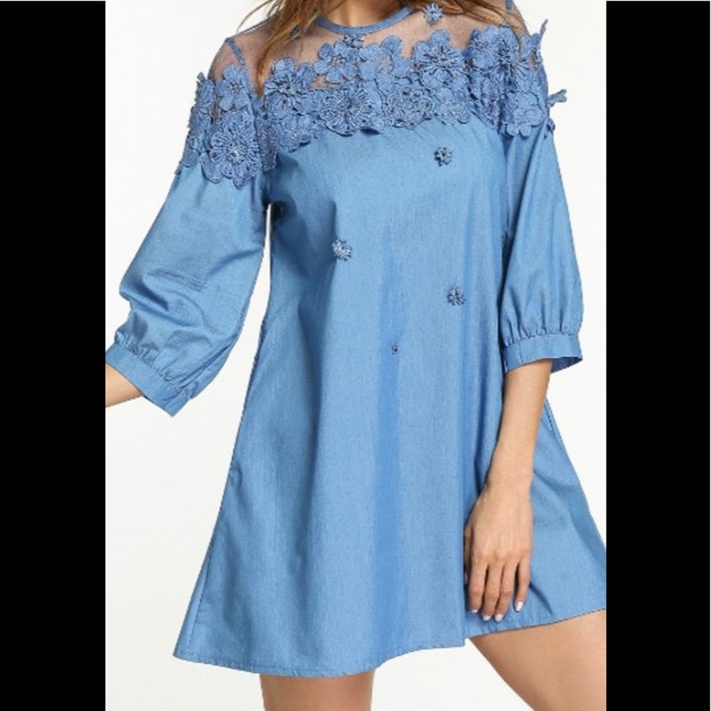 Blue dress w/ lace